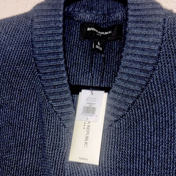 NWT Banana Republic Navy Blue Knit Cardigan Size L - Picture 4 of 7